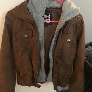 Nollie Faux Leather Hooded Jacket